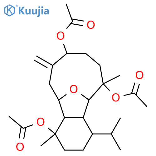 5,12-Epoxybenzocyclodecene-1,6,9-triol, tetradecahydro-1,6-dimethyl-10-methylene-4-(1-methylethyl)-, triacetate, (1R,4R,4aR,5R,6R,9S,12R,12aS)-rel-(-)- (9CI) structure