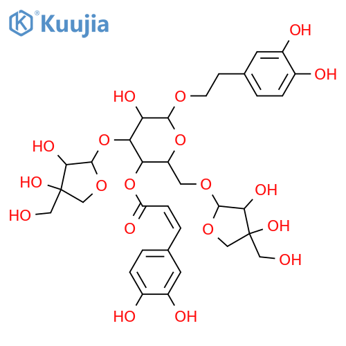 β-D-Glucopyranoside, 2-(3,4-dihydroxyphenyl)ethyl O-D-apio-β-D-furanosyl-(1→3)-O-[D-apio-β-D-furanosyl-(1→6)]-, 4-[(2E)-3-(3,4-dihydroxyphenyl)-2-propenoate] structure