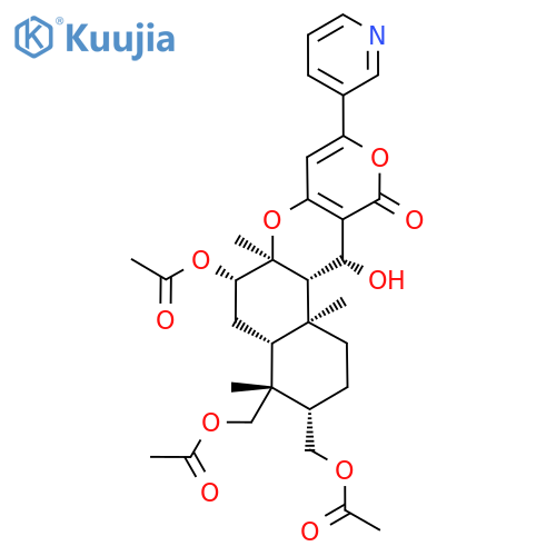 [(1S,2S,5S,6R,7R,9S,10S,18R)-9-Acetyloxy-6-(acetyloxymethyl)-18-hydroxy-2,6,10-trimethyl-16-oxo-14-pyridin-3-yl-11,15-dioxatetracyclo[8.8.0.02,7.012,17]octadeca-12(17),13-dien-5-yl]methyl acetate structure