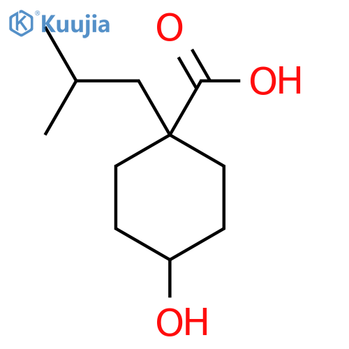 4-hydroxy-1-(2-methylpropyl)cyclohexane-1-carboxylic acid structure