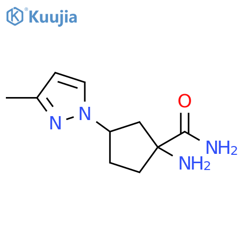 1-amino-3-(3-methyl-1H-pyrazol-1-yl)cyclopentane-1-carboxamide structure