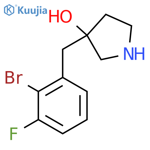 3-(2-bromo-3-fluorophenyl)methylpyrrolidin-3-ol structure