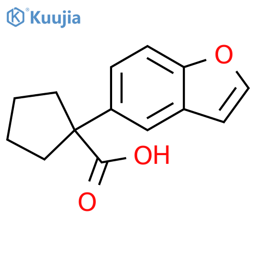 1-(1-benzofuran-5-yl)cyclopentane-1-carboxylic acid structure
