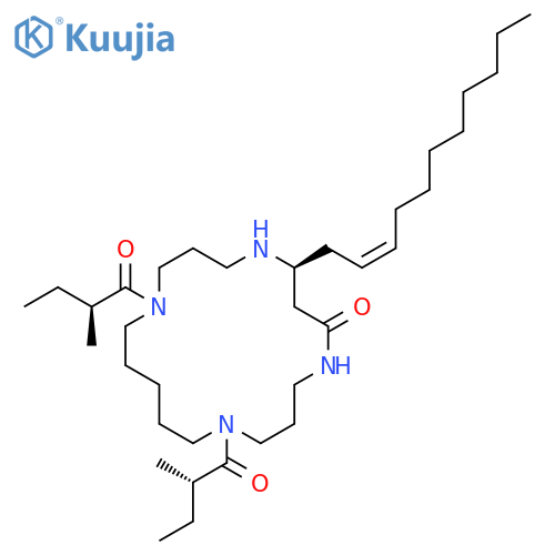 1,5,9,13-Tetraazacyclooctadecan-6-one,1,13-bis[(2S)-2-methyl-1-oxobutyl]-8-(2Z)-2-undecen-1-yl-, (8S)- structure