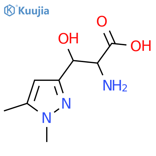 2-amino-3-(1,5-dimethyl-1H-pyrazol-3-yl)-3-hydroxypropanoic acid structure