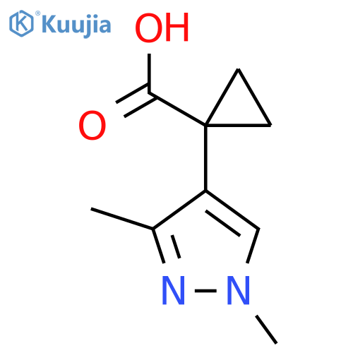 1-(1,3-dimethyl-1H-pyrazol-4-yl)cyclopropane-1-carboxylic acid structure