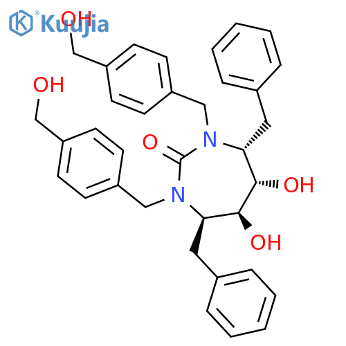 2H-1,3-Diazepin-2-one,hexahydro-5,6-dihydroxy-1,3-bis[[4-(hydroxymethyl)phenyl]methyl]-4,7-bis(phenylmethyl)-,(4R,5S,6S,7R)- structure