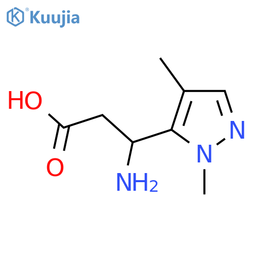 3-amino-3-(1,4-dimethyl-1H-pyrazol-5-yl)propanoic acid structure