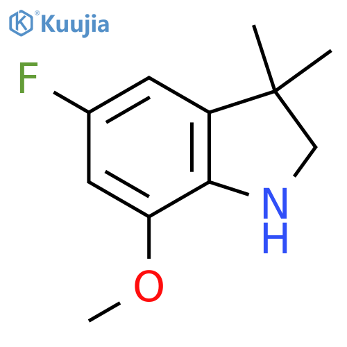 5-fluoro-7-methoxy-3,3-dimethyl-2,3-dihydro-1H-indole structure