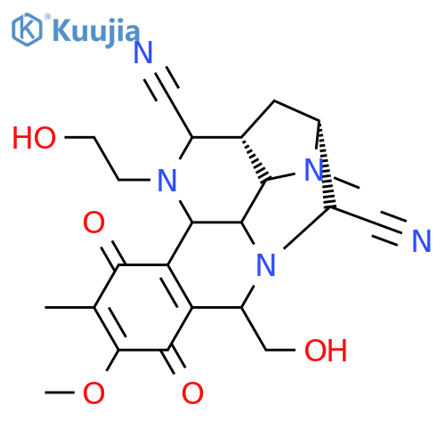 3,5-Methano-1H,4H-benzo[c]pyrazino[3,2,1-ij][1,5]naphthyridine-2,6-dicarbonitrile,2,3,3a,5,6,8,9,12,12b,12c-decahydro-1-(2-hydroxyethyl)-8-(hydroxymethyl)-10-methoxy-4,11-dimethyl-9,12-dioxo-,[2R-(2a,3b,3aa,5b,6a,8b,12ba,12ca)]- (9CI) structure