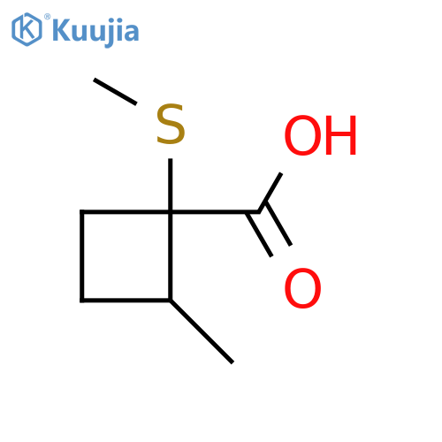 2-Methyl-1-(methylsulfanyl)cyclobutane-1-carboxylic acid structure