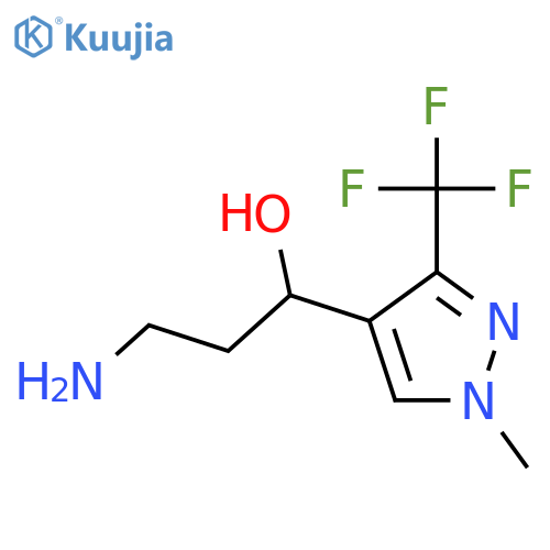 3-amino-1-1-methyl-3-(trifluoromethyl)-1H-pyrazol-4-ylpropan-1-ol structure