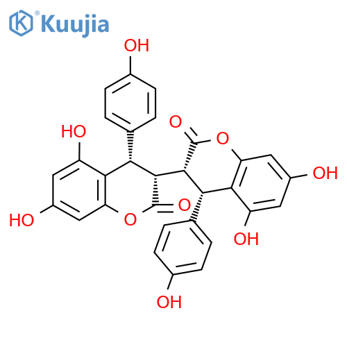 [3,3'-Bi-2H-1-benzopyran]-2,2'-dione, 3,3',4,4'-tetrahydro-5,5',7,7'-tetrahydroxy-4,4'-bis(4-hydroxyphenyl)-, (3S,3'S,4R,4'R)- structure