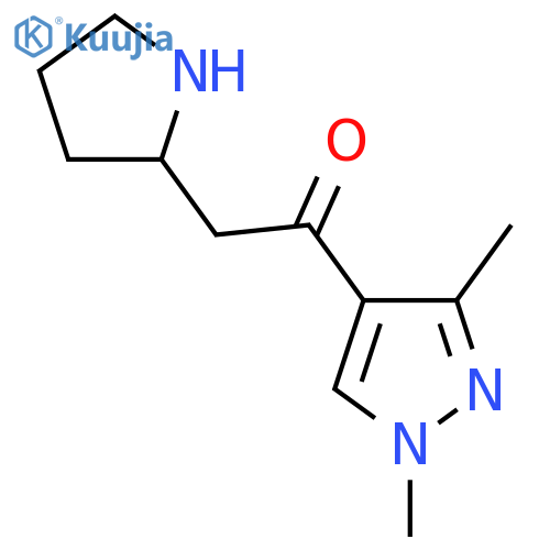 1-(1,3-Dimethyl-1H-pyrazol-4-yl)-2-(pyrrolidin-2-yl)ethan-1-one structure