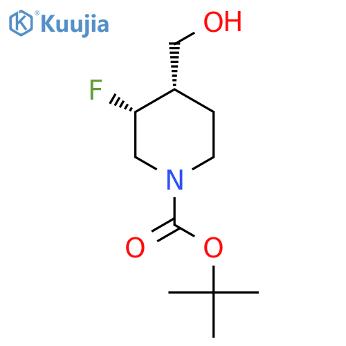tert-butyl (3R,4S)-3-fluoro-4-(hydroxymethyl)piperidine-1-carboxylate structure