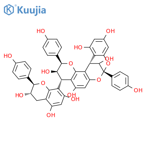 8,14-Methano-2H,14H-1-benzopyrano[7,8-d][1,3]benzodioxocin-3,5,11,13,15-pentol,4-[(2R,3S)-3,4-dihydro-3,5,7-trihydroxy-2-(4-hydroxyphenyl)-2H-1-benzopyran-8-yl]-3,4-dihydro-2,8-bis(4-hydroxyphenyl)-,(2R,3R,4S,8S,14R,15R)- structure