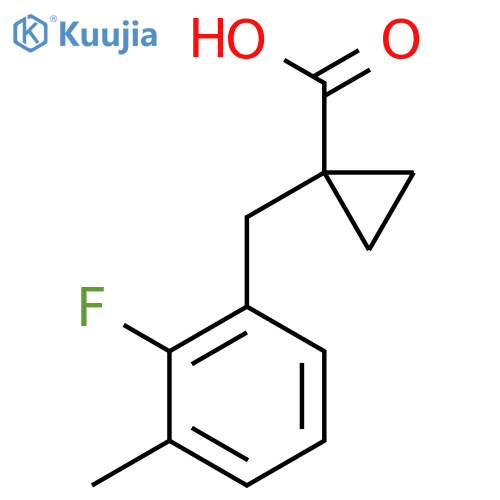 1-(2-fluoro-3-methylphenyl)methylcyclopropane-1-carboxylic acid structure