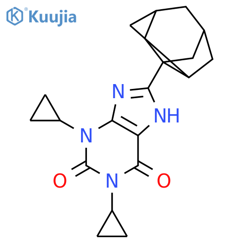 1H-Purine-2,6-dione,1,3-dicyclopropyl-8-(hexahydro-2,5-methanopentalen-3a(1H)-yl)-3,9-dihydro- structure
