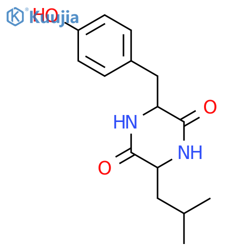 3-(4-hydroxybenzyl)-6-isobutylpiperazine-2,5-dione structure