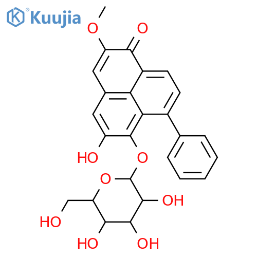1H-Phenalen-1-one, 6-(b-D-glucopyranosyloxy)-5-hydroxy-2-methoxy-7-phenyl- structure