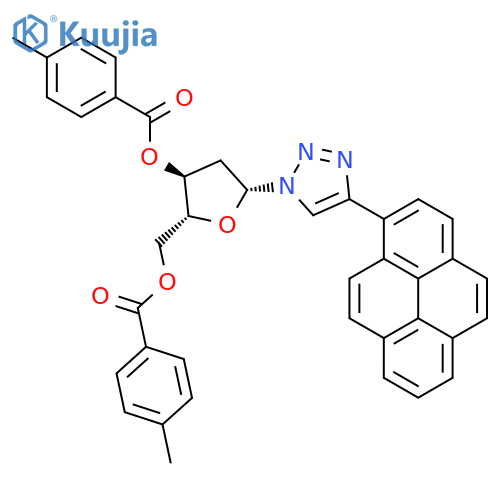 1H-1,2,3-Triazole, 1-[2-deoxy-3,5-bis-O-(4-methylbenzoyl)-β-D-erythro-pentofuranosyl]-4-(1-pyrenyl)- structure