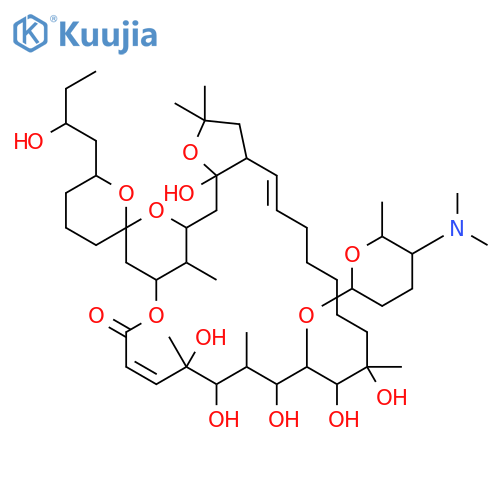 Spiro[22,26-methano-20H,24H-furo[2,3-h][1,5]dioxacyclohexacosin-24,2'-[2H]pyran]-20-one,13-[[5-(dimethylamino)tetrahydro-6-methyl-2H-pyran-2-yl]oxy]-2,3,3',3a,4',5',6,6',7,8,9,10,11,12,13,14,15,16,17,22,23,26,27,27a-tetracosahydro-11,12,14,16,27a-pentahydroxy-6'-(2-hydroxybutyl)-2,2,11,15,17,28-hexamethyl-(9CI) structure