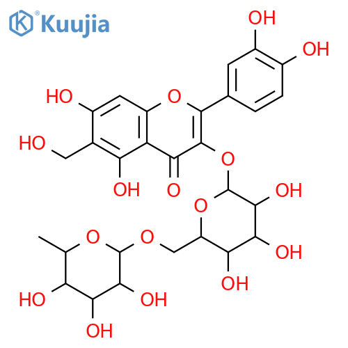 4H-1-Benzopyran-4-one,3-[[6-O-(6-deoxy-a-L-mannopyranosyl)-b-D-glucopyranosyl]oxy]-2-(3,4-dihydroxyphenyl)-5,7-dihydroxy-6-(hydroxymethyl)-(9CI) structure