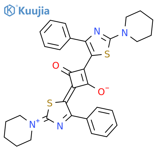 Cyclobutenediylium,1,3-dihydroxy-2,4-bis[4-phenyl-2-(1-piperidinyl)-5-thiazolyl]-, bis(inner salt)(9CI) structure