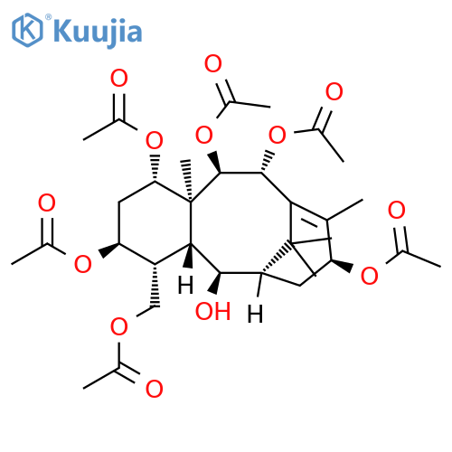 6,10-Methanobenzocyclodecene-1,3,5,8,11,12-hexol, 4-[(acetyloxy)methyl]-1,2,3,4,4a,5,6,7,8,11,12,12a-dodecahydro-9,12a,13,13-tetramethyl-, 1,3,8,11,12-pentaacetate, (1S,3S,4R,4aR,5R,6R,8S,11R,12R,12aS)- structure