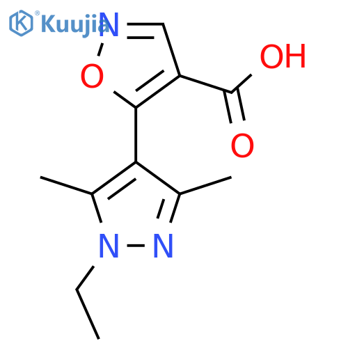 5-(1-ethyl-3,5-dimethyl-1H-pyrazol-4-yl)-1,2-oxazole-4-carboxylic acid structure