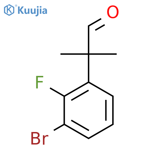 2-(3-bromo-2-fluorophenyl)-2-methylpropanal structure