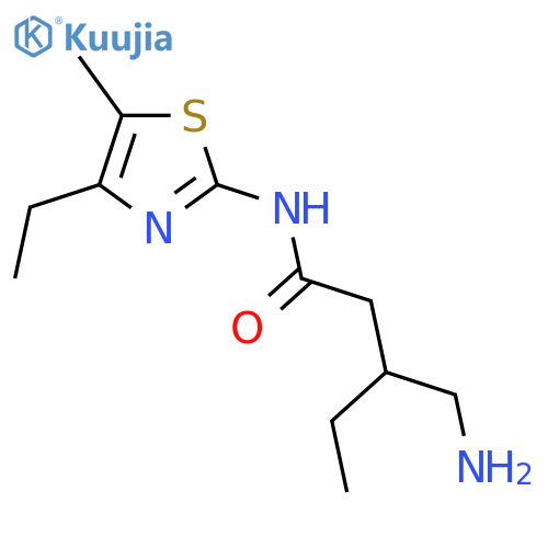 3-(aminomethyl)-N-(4-ethyl-5-methyl-1,3-thiazol-2-yl)pentanamide structure