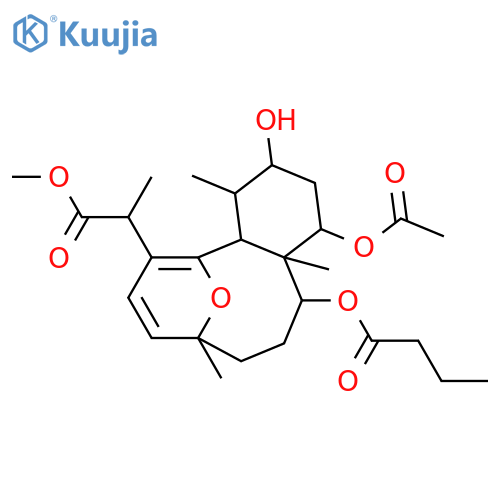 5,9-Epoxy-2,12,14-trihydroxy-6,8-briaradien-18-oic acid; (2β,5R,11α,12α,14α,17R)-form, 2-Butanoyl, 14-Ac, Me ester structure