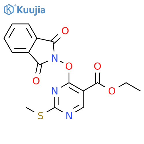 Ethyl 4-((1,3-dioxoisoindolin-2-yl)oxy)-2-(methylthio)pyrimidine-5-carboxylate structure