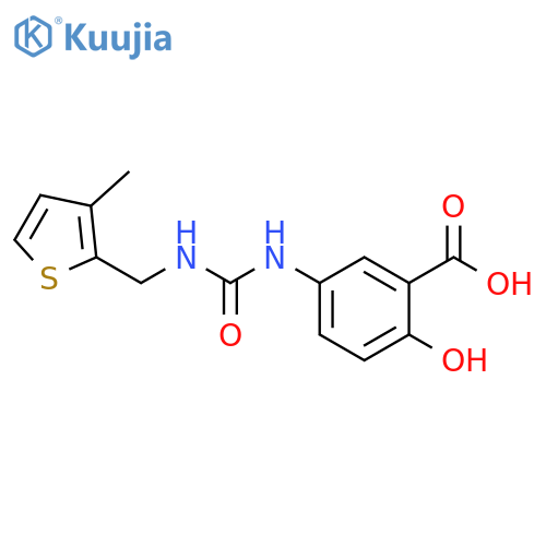 2-hydroxy-5-({[(3-methylthiophen-2-yl)methyl]carbamoyl}amino)benzoic acid structure