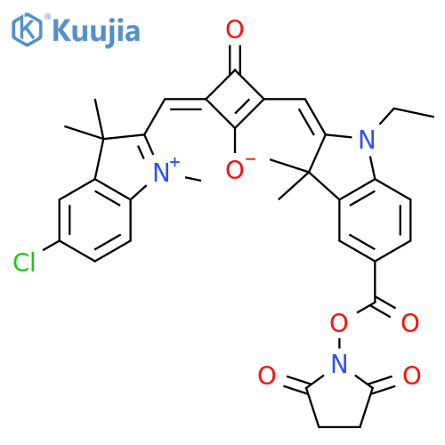 Cyclobutenediylium,1-[(5-chloro-1,3-dihydro-1,3,3-trimethyl-2H-indol-2-ylidene)methyl]-3-[[5-[[(2,5-dioxo-1-pyrrolidinyl)oxy]carbonyl]-1-ethyl-1,3-dihydro-3,3-dimethyl-2H-indol-2-ylidene]methyl]-2,4-dihydroxy-,bis(inner salt) (9CI) structure