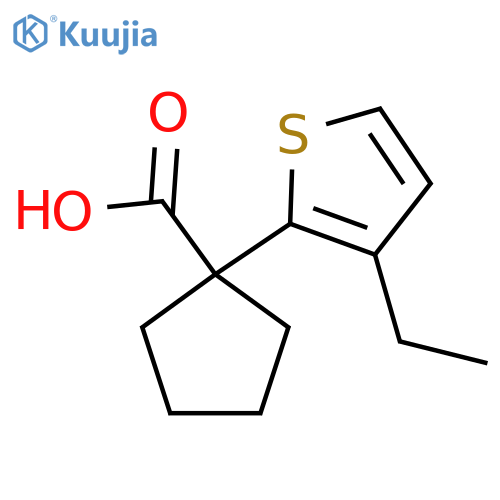 1-(3-ethylthiophen-2-yl)cyclopentane-1-carboxylic acid structure