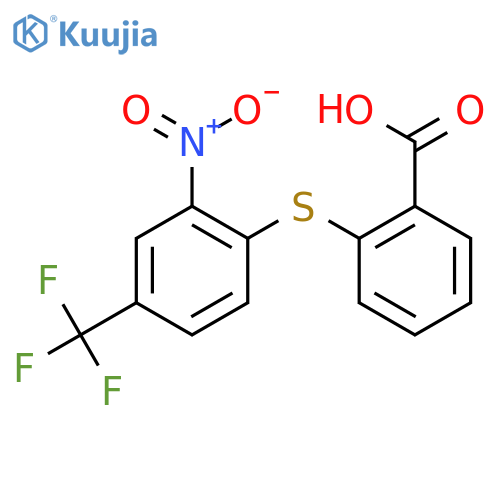 2-{2-nitro-4-(trifluoromethyl)phenylsulfanyl}benzoic acid structure