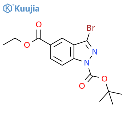 1H-Indazole-1,5-dicarboxylic acid, 3-bromo-, 1-(1,1-dimethylethyl) 5-ethyl ester structure