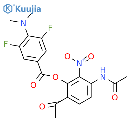 3-Acetamido-6-acetyl-2-nitrophenyl 4-(dimethylamino)-3,5-difluorobenzoate structure