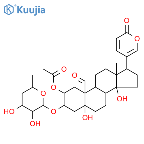 Bufa-20,22-dienolide,2-(acetyloxy)-3-[(4,6-dideoxy-b-arabino-hexopyranosyl)oxy]-5,14-dihydroxy-19-oxo-, (2b,3b,5b)- (9CI) structure