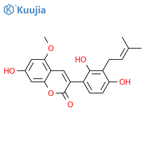 2H-1-Benzopyran-2-one,3-[2,4-dihydroxy-3-(3-methyl-2-buten-1-yl)phenyl]-7-hydroxy-5-methoxy- structure