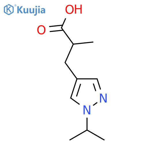 2-methyl-3-1-(propan-2-yl)-1H-pyrazol-4-ylpropanoic acid structure