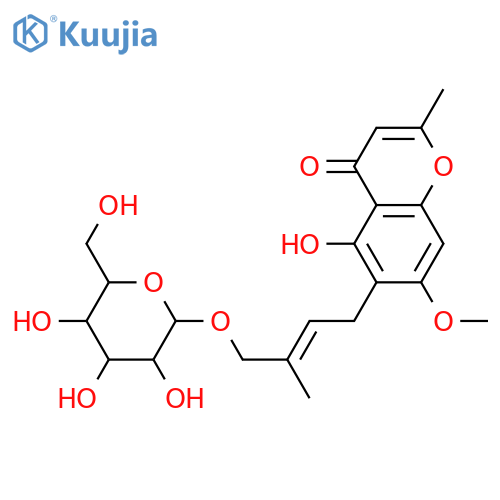 4H-1-Benzopyran-4-one,6-[(2Z)-4-(b-D-glucopyranosyloxy)-3-methyl-2-buten-1-yl]-5-hydroxy-7-methoxy-2-methyl- structure