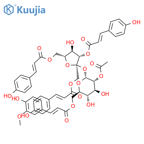a-D-Glucopyranoside,1,3,6-tris-O-[(2E)-3-(4-hydroxyphenyl)-1-oxo-2-propen-1-yl]-b-D-fructofuranosyl, 2-acetate6-[(2E)-3-(4-hydroxy-3-methoxyphenyl)-2-propenoate] structure