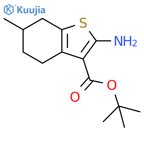 tert-butyl 2-amino-6-methyl-4,5,6,7-tetrahydro-1-benzothiophene-3-carboxylate structure