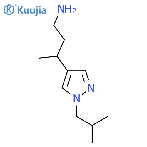 3-1-(2-methylpropyl)-1H-pyrazol-4-ylbutan-1-amine structure