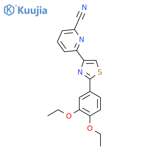 6-(2-(3,4-Diethoxyphenyl)thiazol-4-yl)picolinonitrile structure