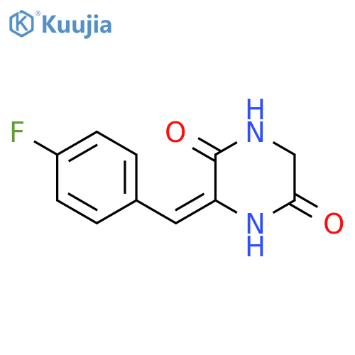 (3E)-3-[(4-fluorophenyl)methylidene]piperazine-2,5-dione structure