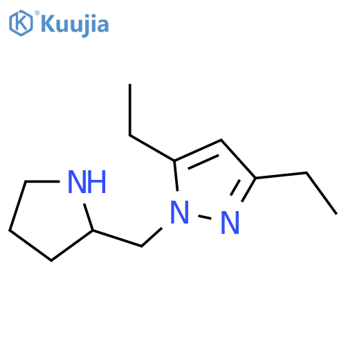 3,5-diethyl-1-(pyrrolidin-2-ylmethyl)-1H-pyrazole structure